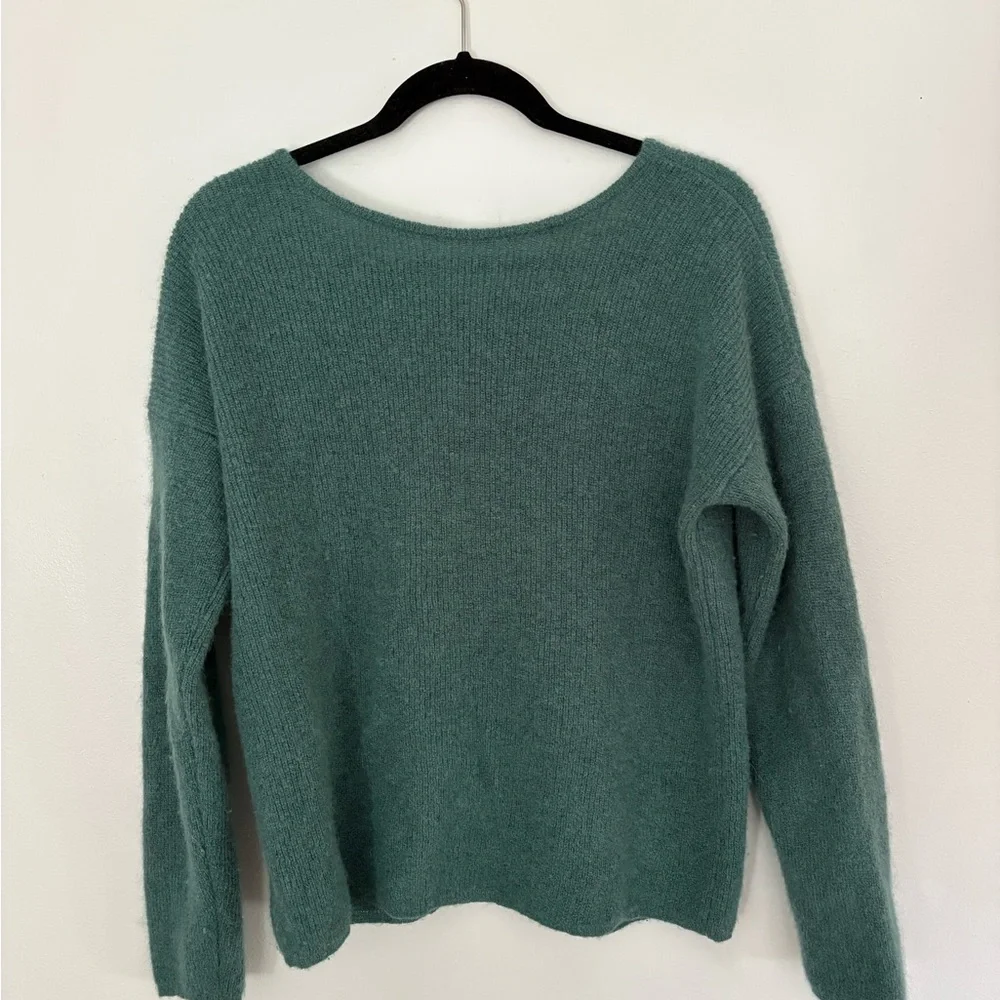 Sezane Teal Button-Up Wool Blend Cardigan - Picture 2 of 3
